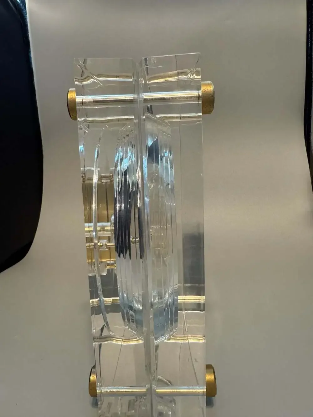 Working Vintage Seiko QAW105G Quartz Skeleton Mantel Clock in Lucite Case